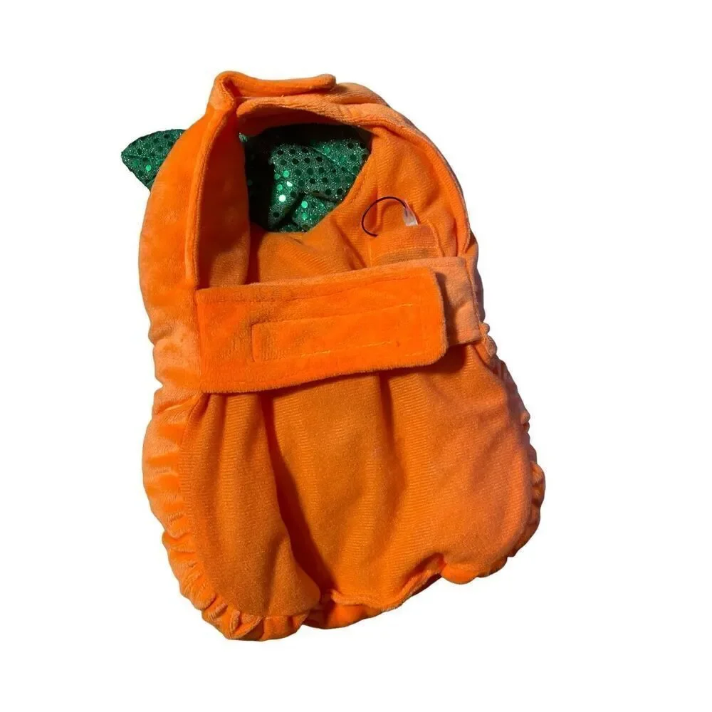 Thrills and chills, dog light up pumpkin coat/orange/size small battery operated
